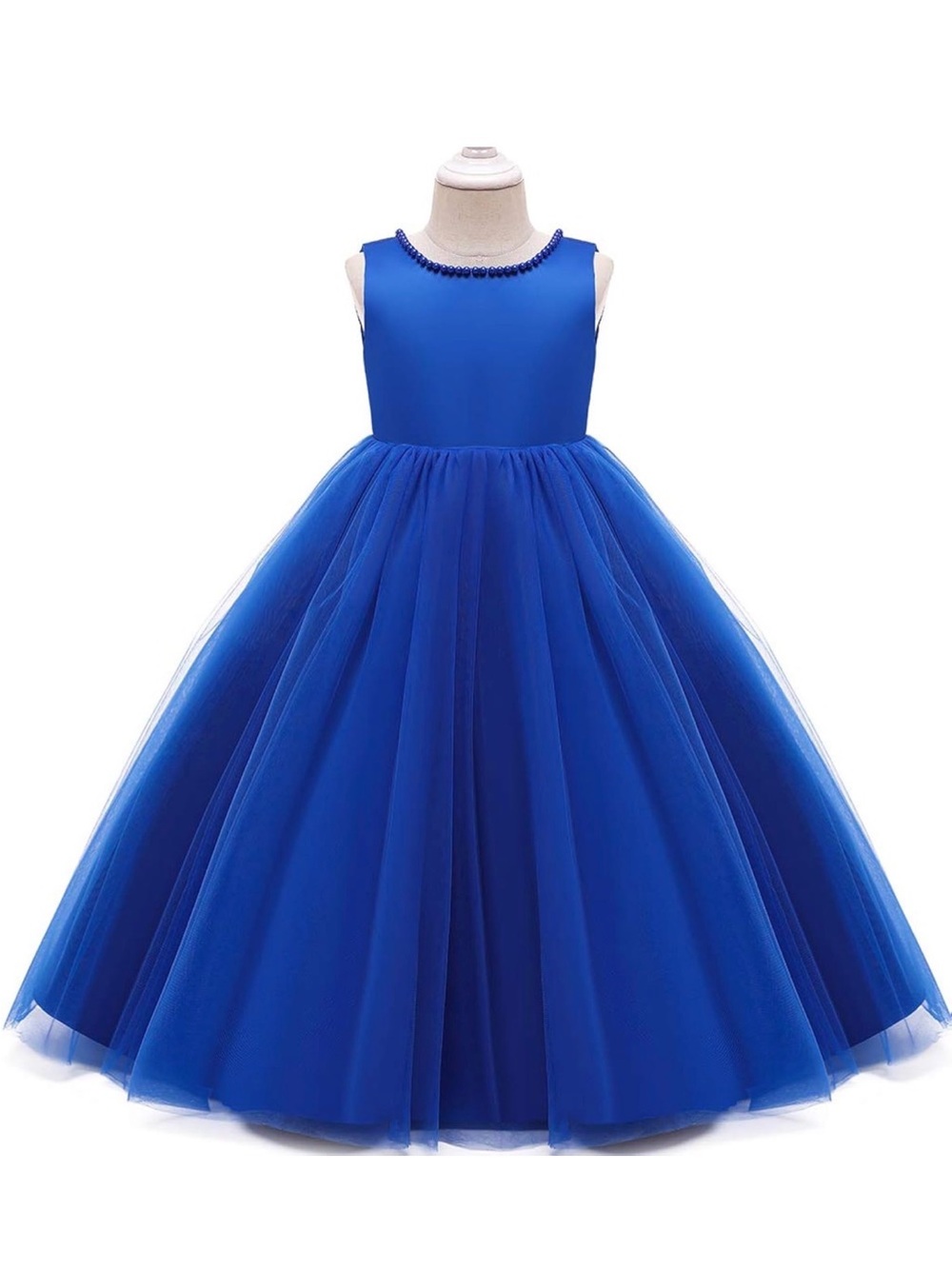 Royal Blue Sleeveless Tulle Flower Girl Dress
